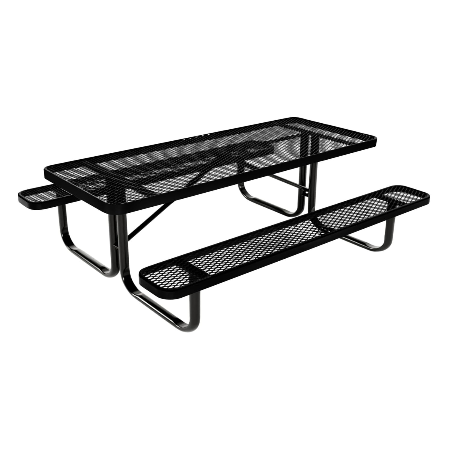 Coated Outdoor Furniture Heavy-Duty Portable Outdoor Kids Table, Expanded Metal Kids Picnic Table, Commercial-Grade Picnic Table, Made in America (6ft Rectangular, Childrens, Textured Black)