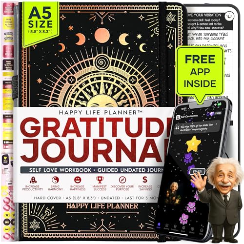 Gratitude Journal for Women & Men - 5 Minute Self Care Journal | 90-Day Undated Daily Planner for Positivity, Affirmations & Manifestation | Guided Mindfulness, Reflection | Vision Board + Stickers
