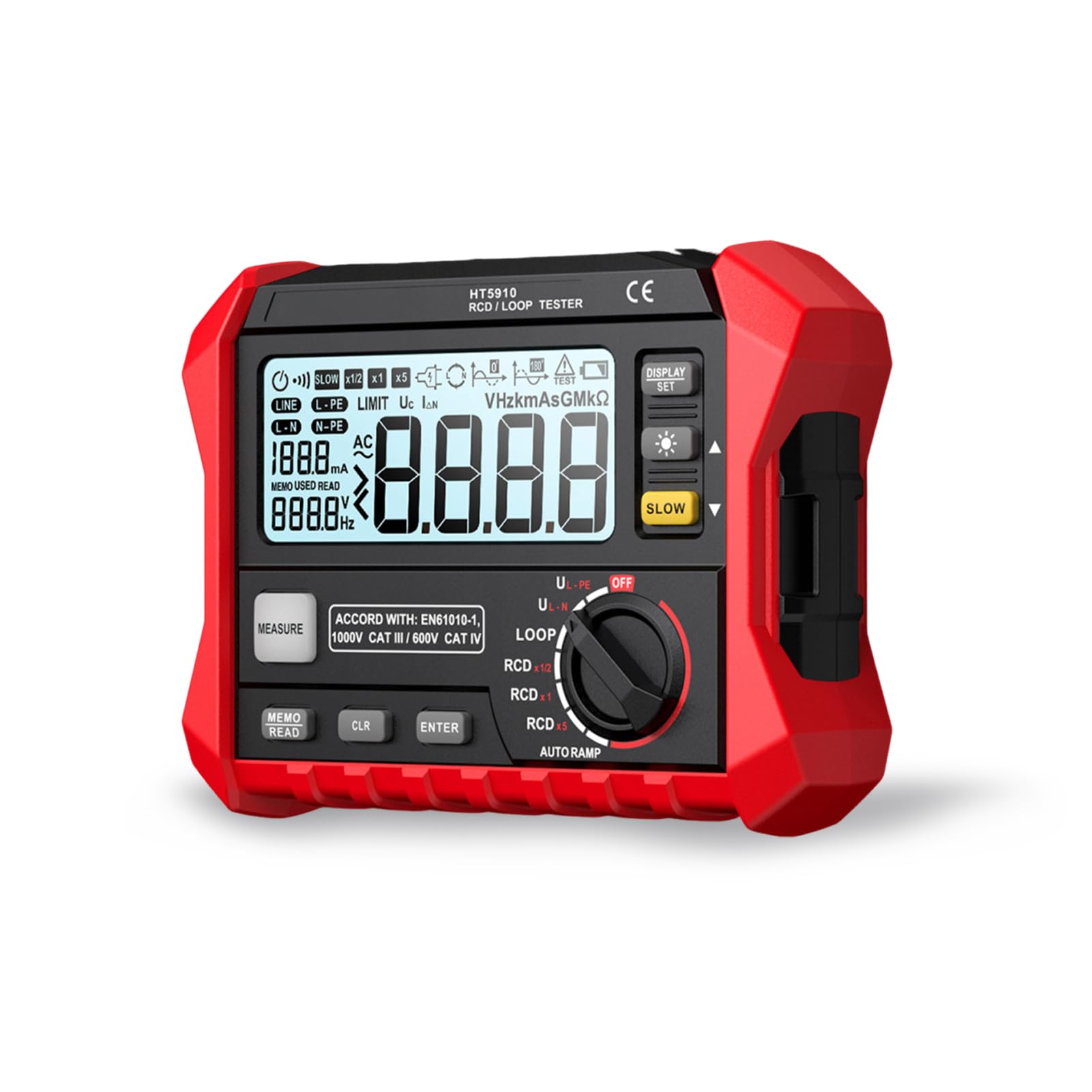 VBESTLIFE Detector de Disyuntor de Fugas, Medidor de Impedancia de Bucle con LCD de 4,7 Pulgadas, Probador RCD para Cable HVAC de Motor (paquete estándar)