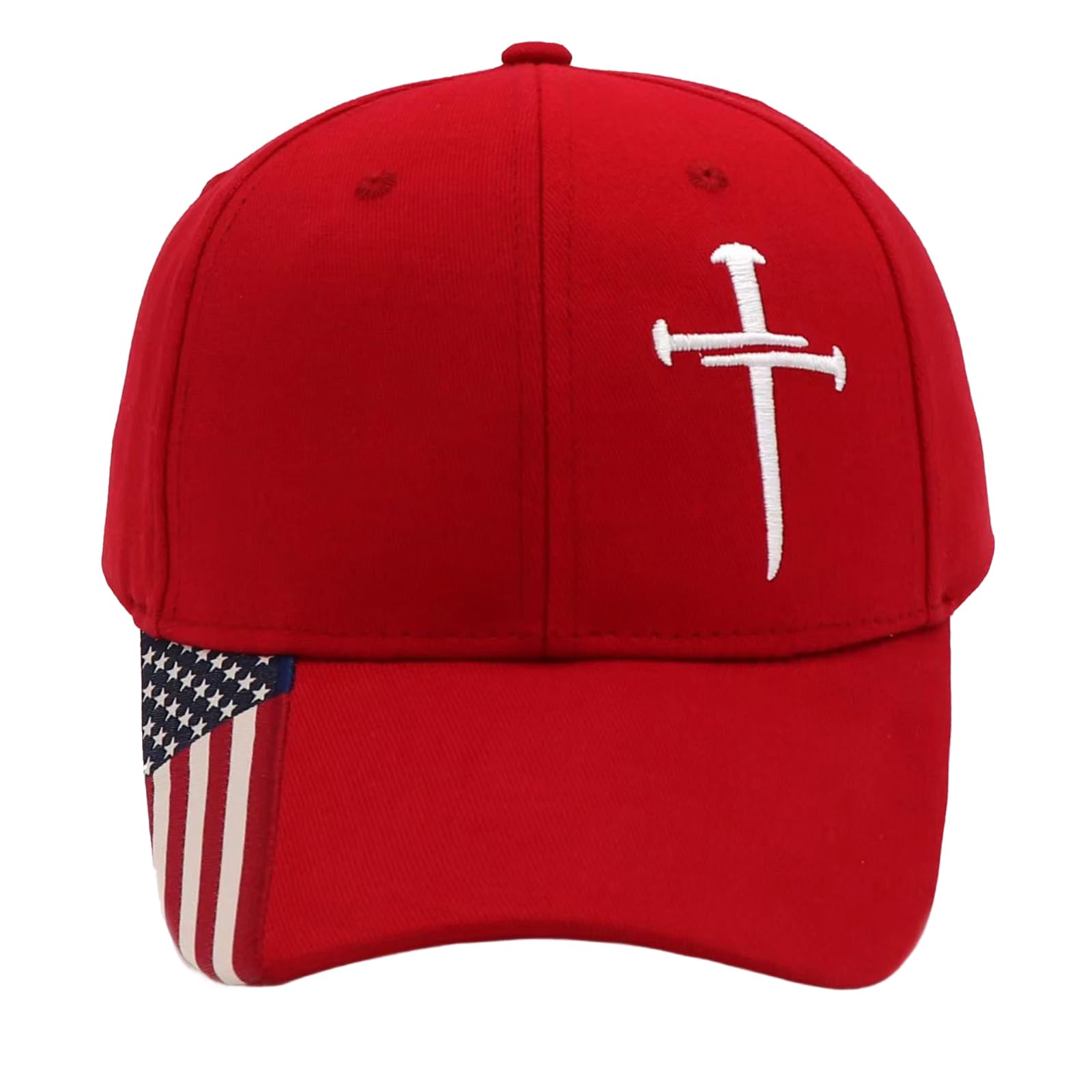 Redeemed 3 Nails Cross Hat with American Flag Christian Hats for Men Women Adjustable Cotton Embroidered Baseball Cap