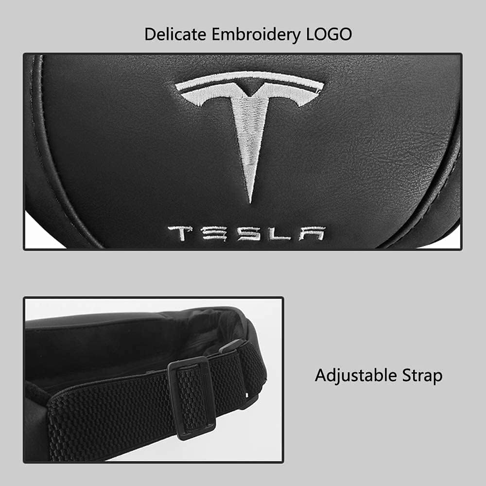 Car Headrest Neck Pillow Support Memory Foam Ergonomic Design Accessory for Driving Seat Fatigue Relief Compatible with Model S X 3 Y & Cybertruck - 1 Piece