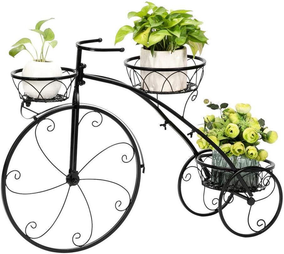 Iron 3-Tier Bicycle Plant Stand Tricycle Planter Home Garden Decor | by Kodak Home Solutions