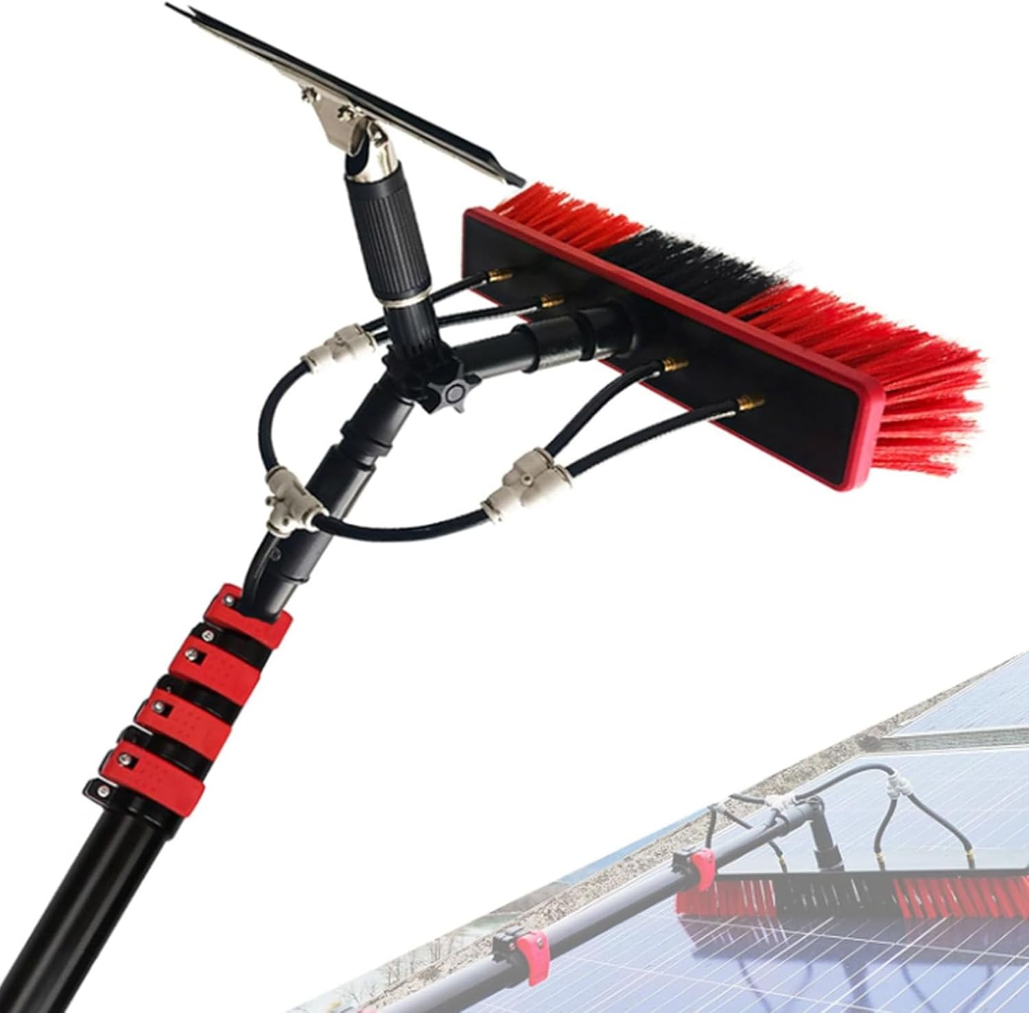 Water Fed Pole Kit Professional, Solar Panel Window Cleaner with Squeegee & Telescopic Brush for Truck Caravan, Window Glass Cleaning Kit, Washer Spray Washing System,20FT/6M