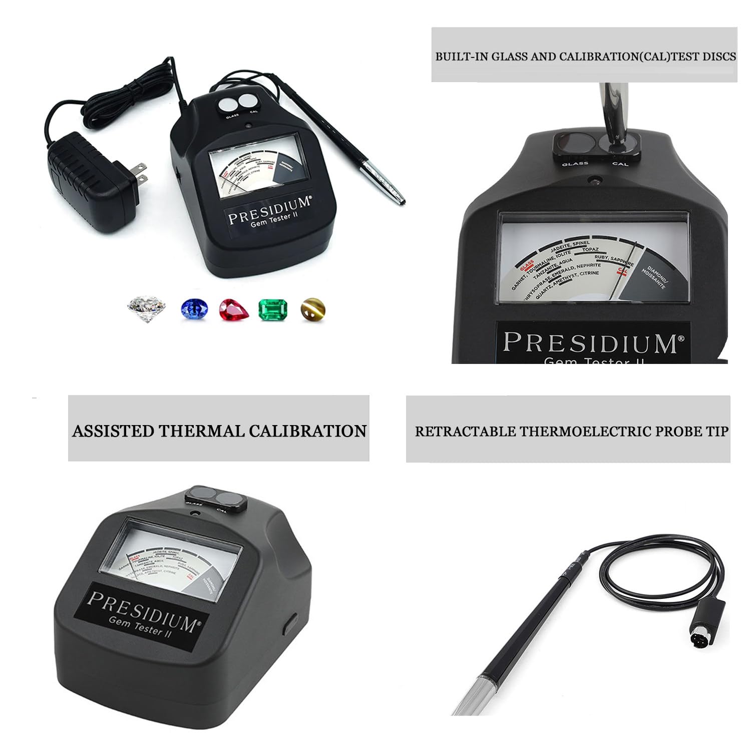 Testeur Pierres Précieuses,Testeur Diamants,Vérificateur Métaux Précieux,avec Calibrage Thermique Assisté,pour Identifier Diamants/Moissanites Pierres Précieuses Couleur Courante