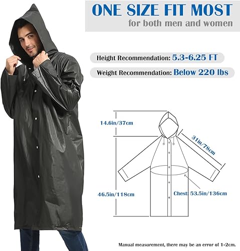 Miniatura 2 de Opret jorongo de lluvia portátil para adulto, impermeable reutilizable con capucha y mangas, duradero, ligero y perfecto para actividades al aire