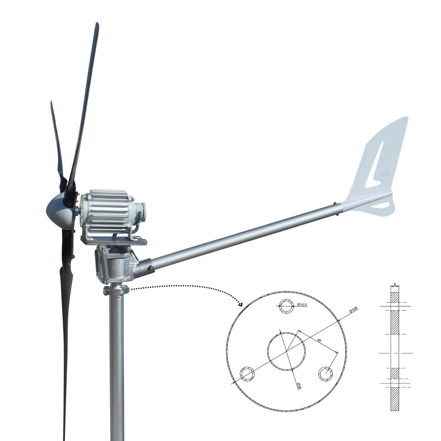 220 Volt Windsafe IstaBreeze® 2000 Watt Windkraftanlage direkt an die Steckdose (2000, Watt)