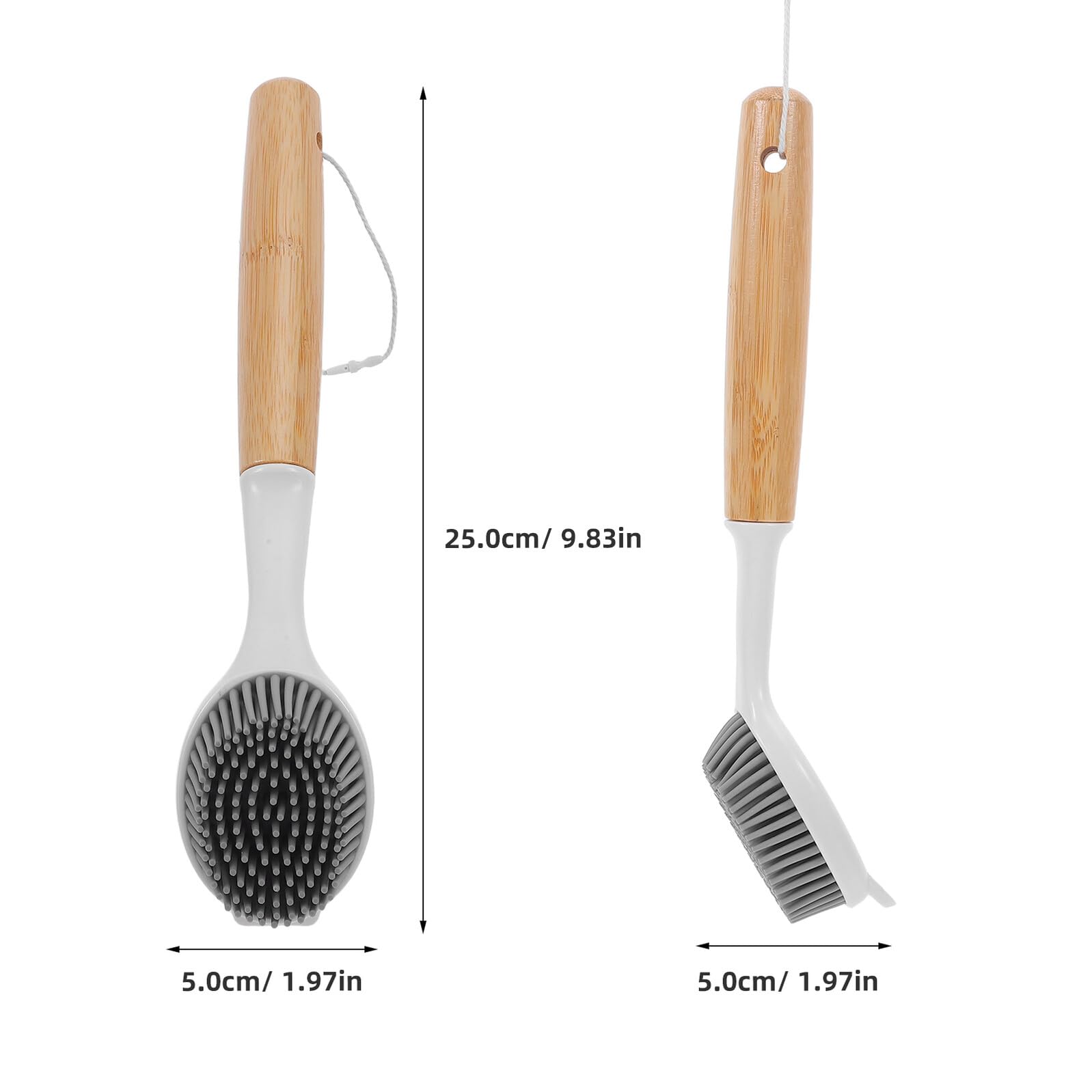 Cepillo para Fregar Platos de Cocina de Bambú con Mango Largo 2 Piezas