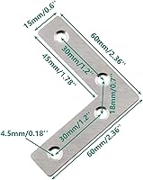 Vista 2 de Soporte de Esquina en Forma de L de Acero Inoxidable para Madera, Soporte de Unión para Estantes, Muebles y Gabinetes 10Pack (60x60mm)