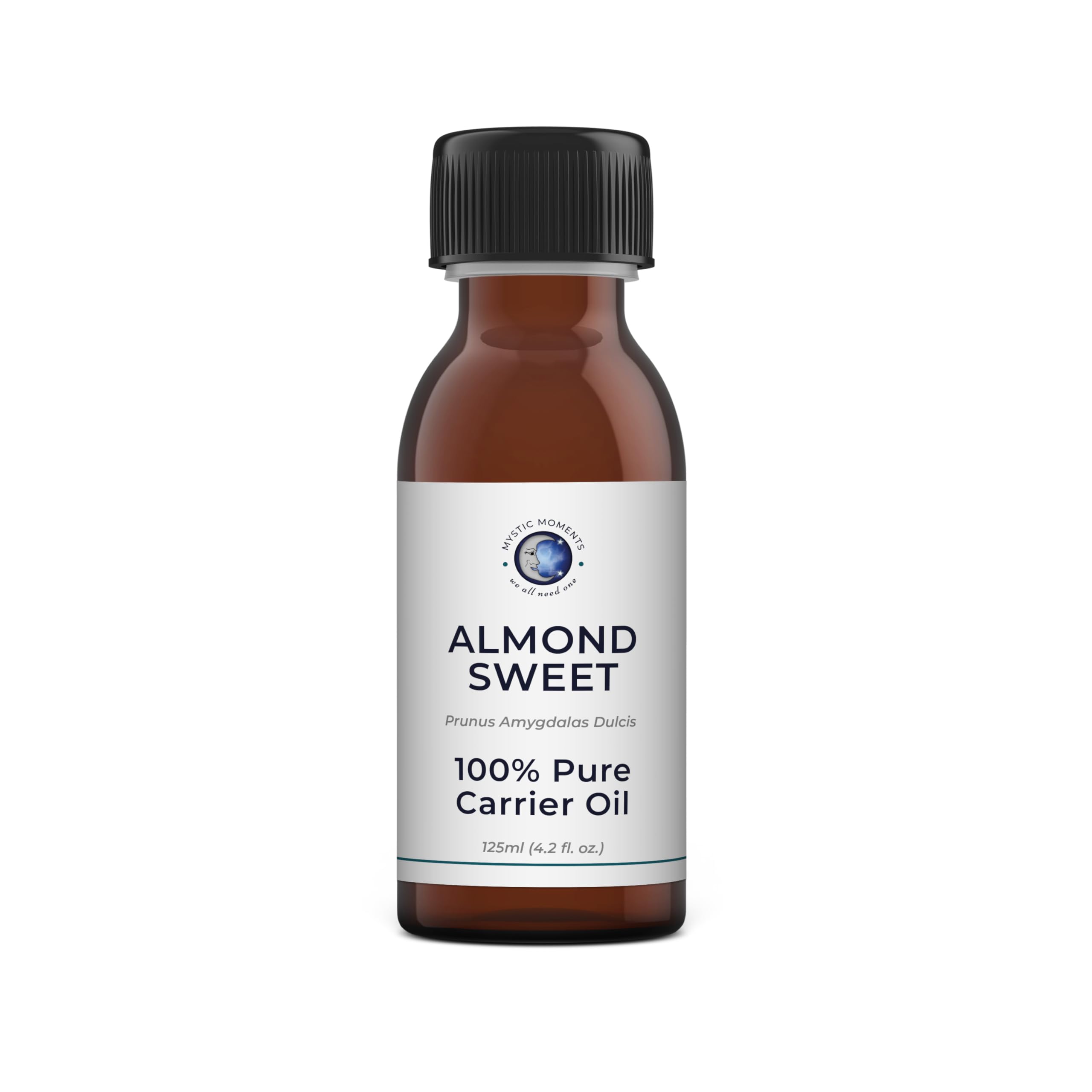 Mystic Moments | Sweet Almond Carrier Oil 125ml - Pure & Natural - Perfect For Hair, Face, Nails, Aromatherapy, Massage and Oil Dilution Vegan GMO Free
