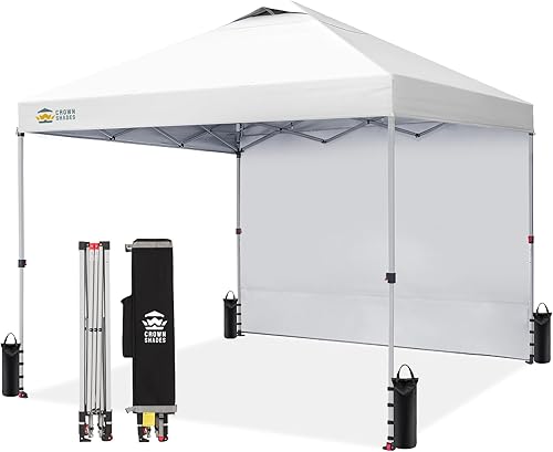 Miniatura 38 de CROWN SHADES Tienda de Campaña, Refugio Portátil Plegable de 10 x 10 Pies para Exteriores con 1 Pared Lateral, Bloqueo Central Fácil de 1 Pulsión,