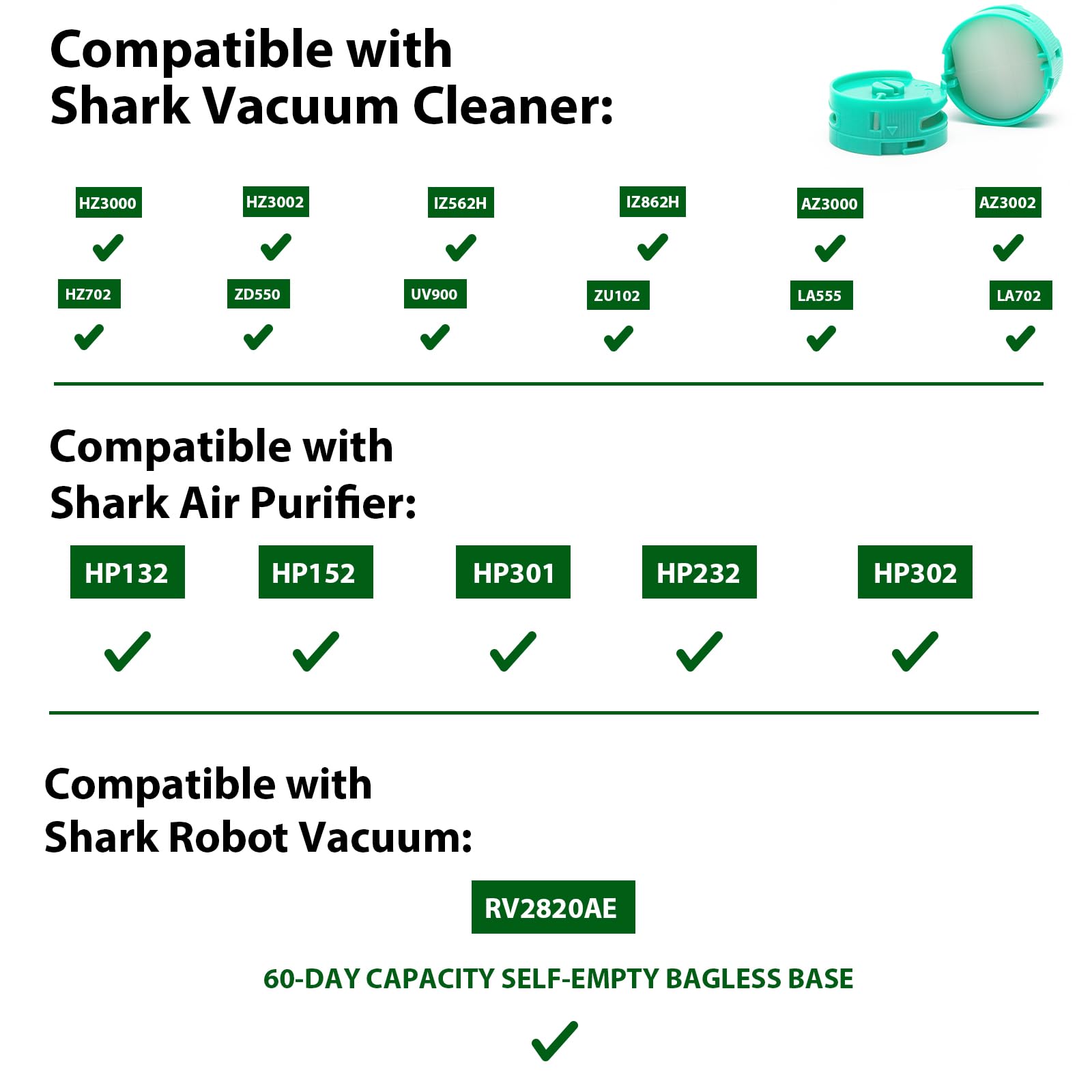 [6 Pack] Odor Neutralizer Technology Replacement Cartridges: Compatible with Shark AZ3000 AZ3002 HZ3000 HZ3002 HZ702 IZ862H IZ562H ZD550 ZU102 LA702 Vacuum Cleaner & Air Purifier - 1541FC3000 Mix