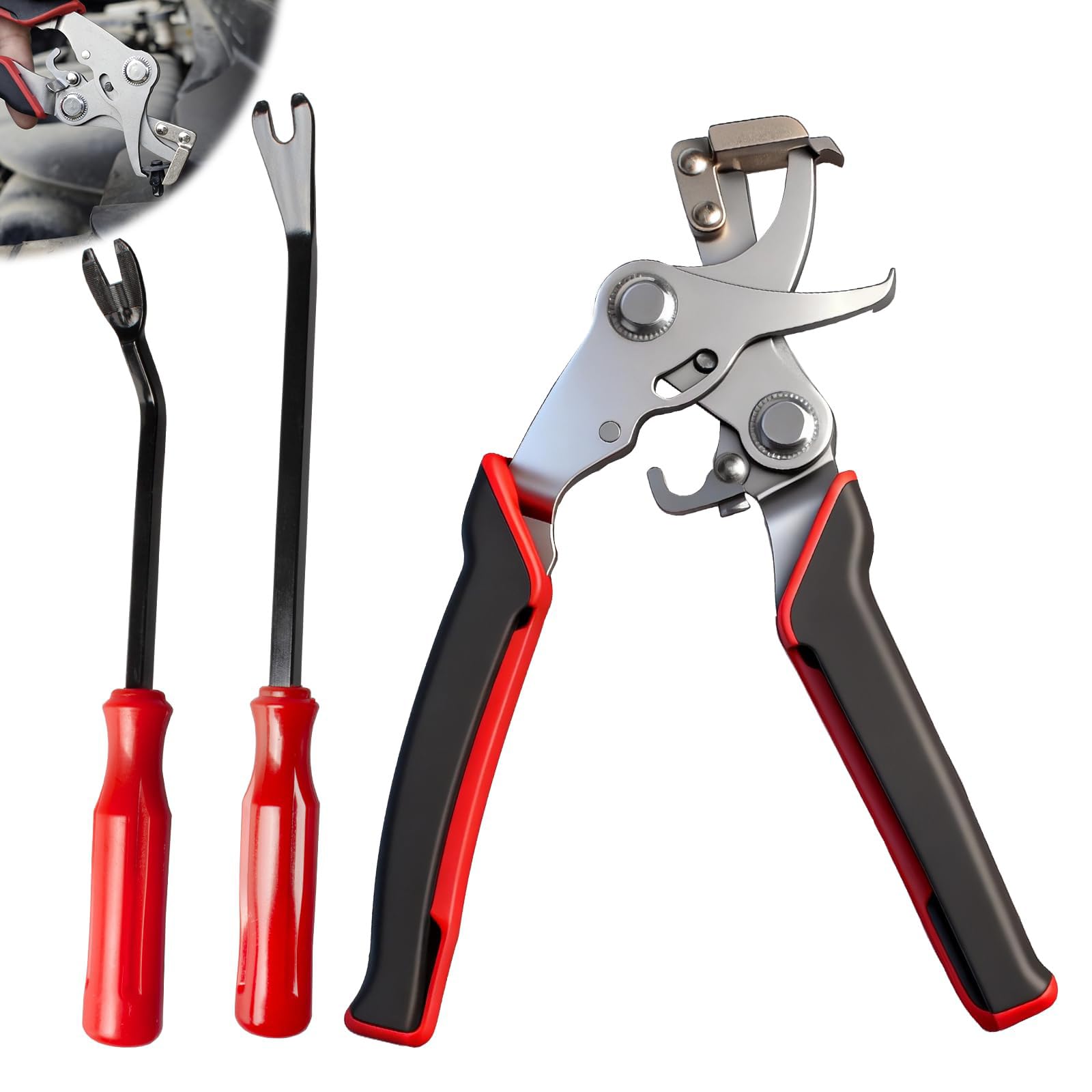 Upgrades Metal Steel Vehicle Upholstery Removal Tool with 2 Rustproof Clip Removers for Secure Grip and Durability Upgrades Metal Steel Vehicle Upholstery Removal Tool