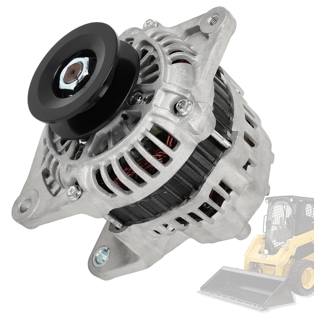 Photo 1 of Heavy Duty Alternator & Skid Steer Loader Alternator FIT Caterpillar 236D 242D 246D 259D 262D 279D 289D - 12V 80A with 1-Groove Pulley - Replace 397-9953 A5TA8277 1G398-64012 (1-Pack)