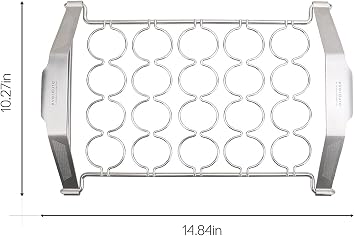 Everdure Grilling Oyster Rack: Brushed Stainless Steel, Easy Grip Handles, Fits 20 Oysters, Premium BBQ Tray for Grilling Appetizers, Shrimp, Scallops, Mushrooms, Peppers, and More, Silver