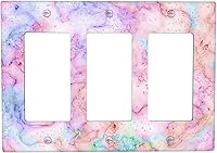 Vista 90 de Placa de pared doble basculante de mármol azul, cubierta decorativa de interruptor de luz de 2 cuadras, moderna acuarela degradada, arte de tinta