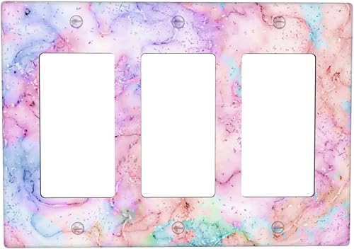 Miniatura 90 de Placa de pared doble basculante de mármol azul, cubierta decorativa de interruptor de luz de 2 cuadras, moderna acuarela degradada, arte de tinta