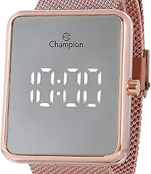 Relógio Feminino Champion Digital Espelhado Rosé + Kit colar e nrincos CH40080Z