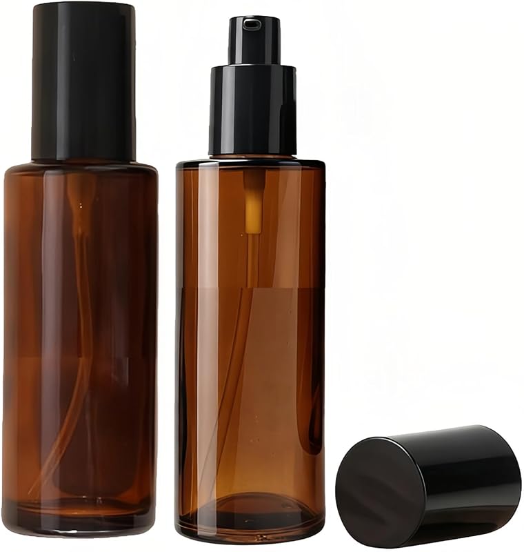 Frascos âmbar de vidro TOPWEL com válvula pump e tampa preta, 60 mL, pacote com 2