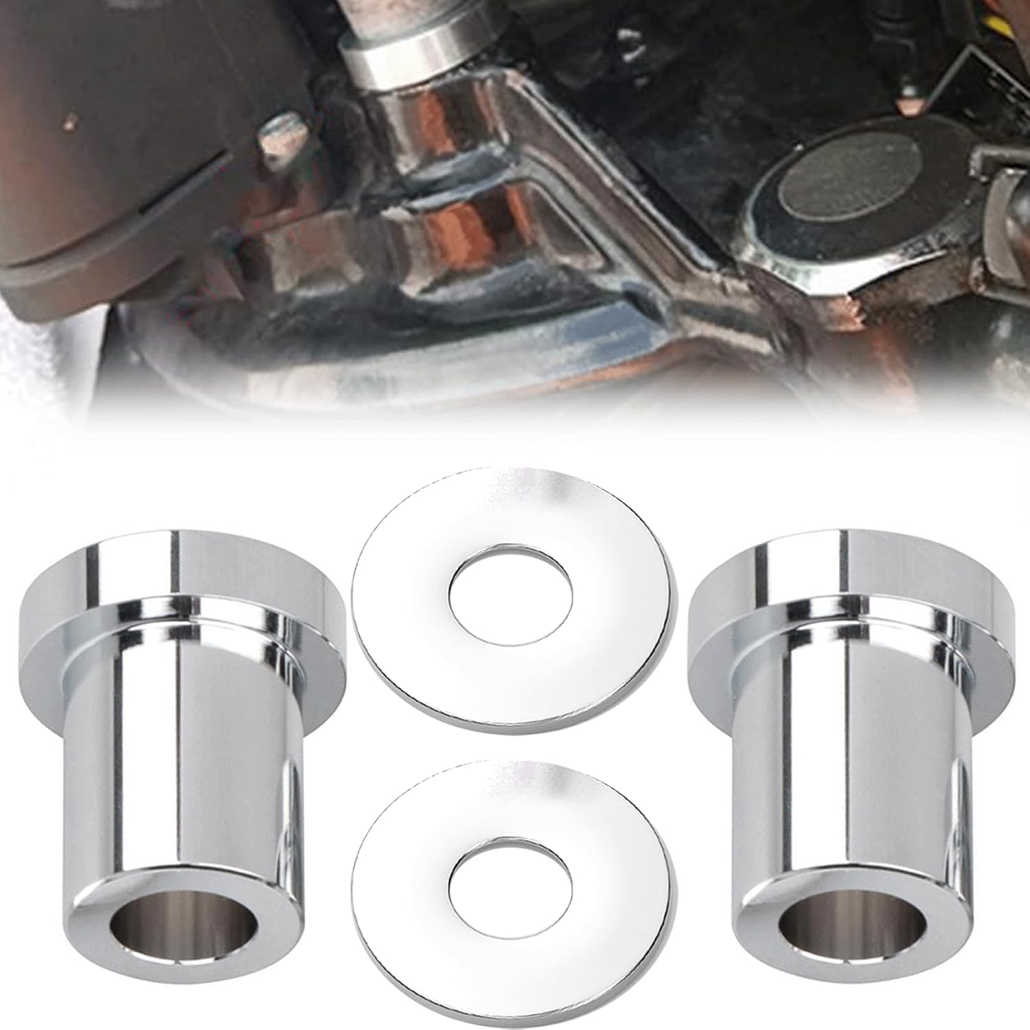 Solid Billet Handlebar Riser Bushings for Harley Touring Street glide,Electra glide,Road glide,Road king,Tri glide/Softail Fat Boy,Fat Bob,Heritage Classic,Low Rider ST (Solid Billet-Chrome)