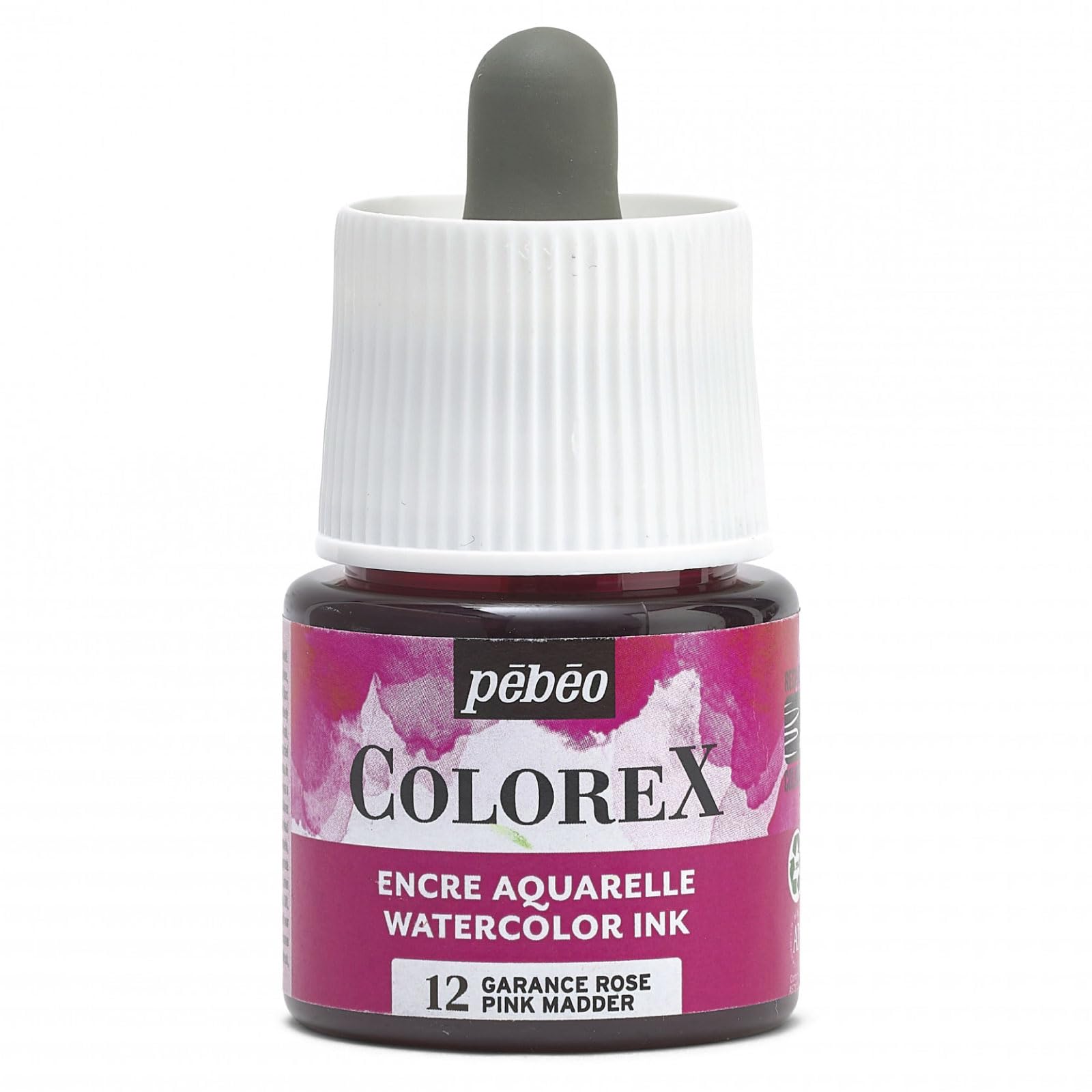 Pébéo - Colorex Ink 45 ml Pink Ink – Colorex Watercolour Ink Pébéo – Velvety Effect Pink Ink – Multi-Tool Drawing Ink for All Media – 45 ml – Pink Garance