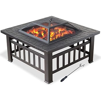 Feuerstelle mit Grillrost, Feuerschale mit Funkenschutz Fire Pit für