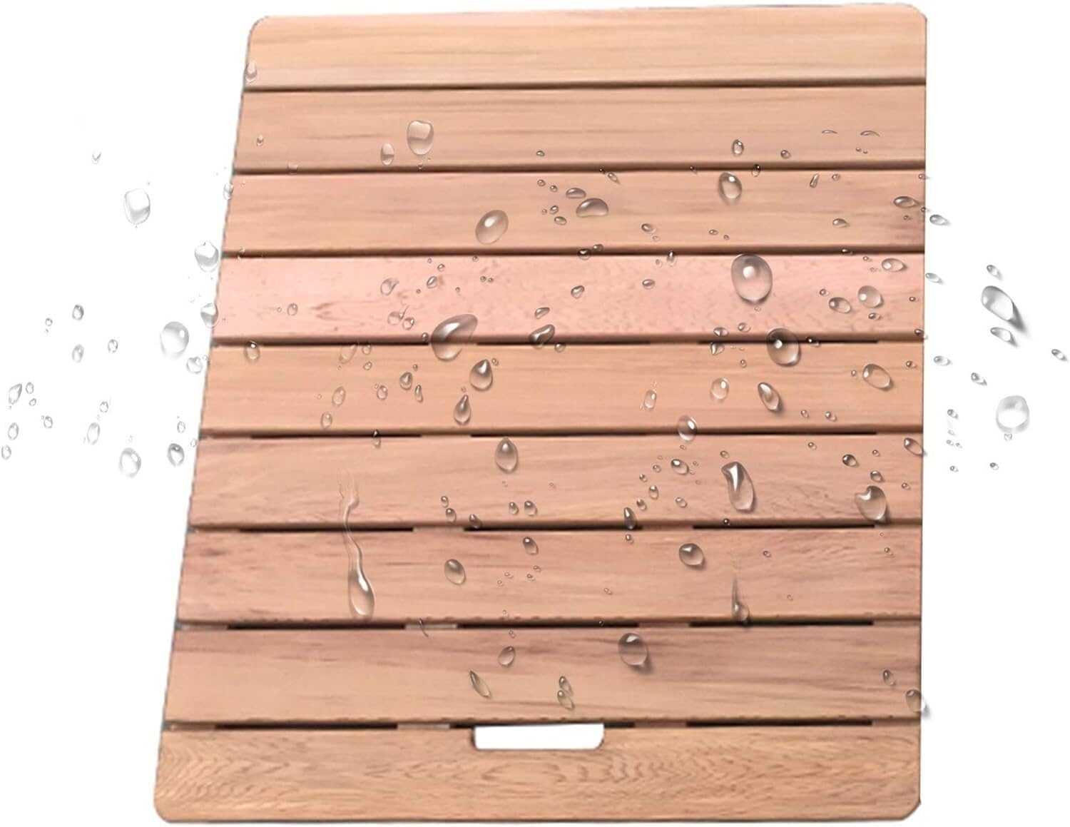 Hpthly B Wood Shower Ath Mat With Non-Slip Rubber Feet Rectangle Foot Pedal Kitchen Doormat Customizable Size,-40X40cm
