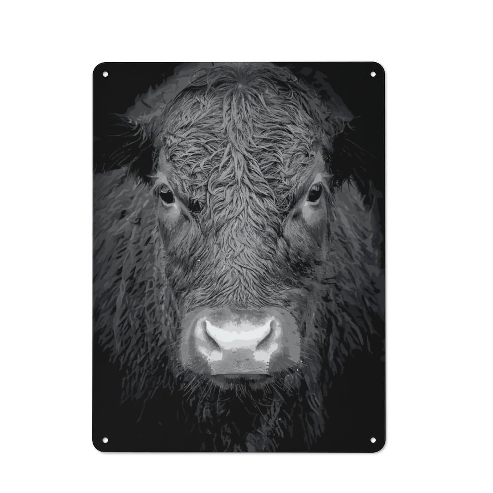 Junmoney Highland Cattle Animals Printed Metal Sign 40X30cm For Pub Or Café, With Clear Industrial Wall Decor Character