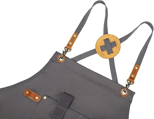 Vista 3 de Delantal de herramientas de lona encerada para hombres y mujeres, duradero, ajustable para carpinteros, mecánicos, herreros, carpinteros