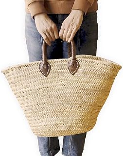 French Basket, straw bag with leather handles, beach bag, straw bag, beach bag, basket bag, shopping basket, wicker basket with handle, straw market basket