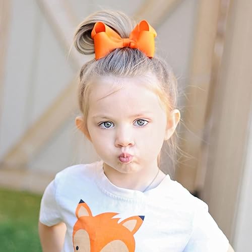 Miniatura 8 de AILEAM Lazos para el pelo para niñas, 6 clips de lazos para niñas pequeñas, clips de cinta de grogrén rojo, accesorios para el cabello para niños (6