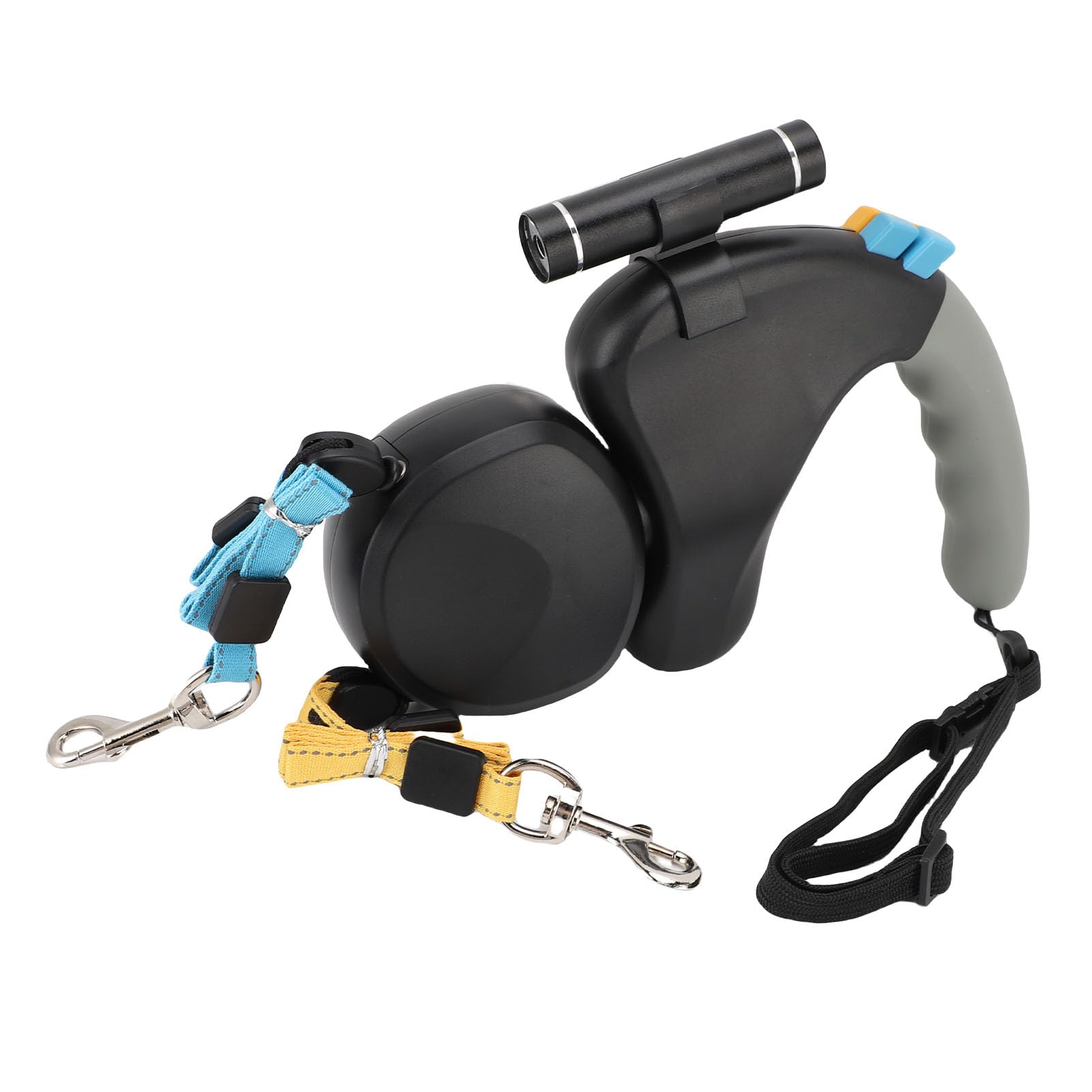 Generic Correa para Perros de Doble Cabeza con Luz LED, Retráctil de 3 Metros, Control para Dos Perros, para Pasear Dos Simultáneamente (Black)