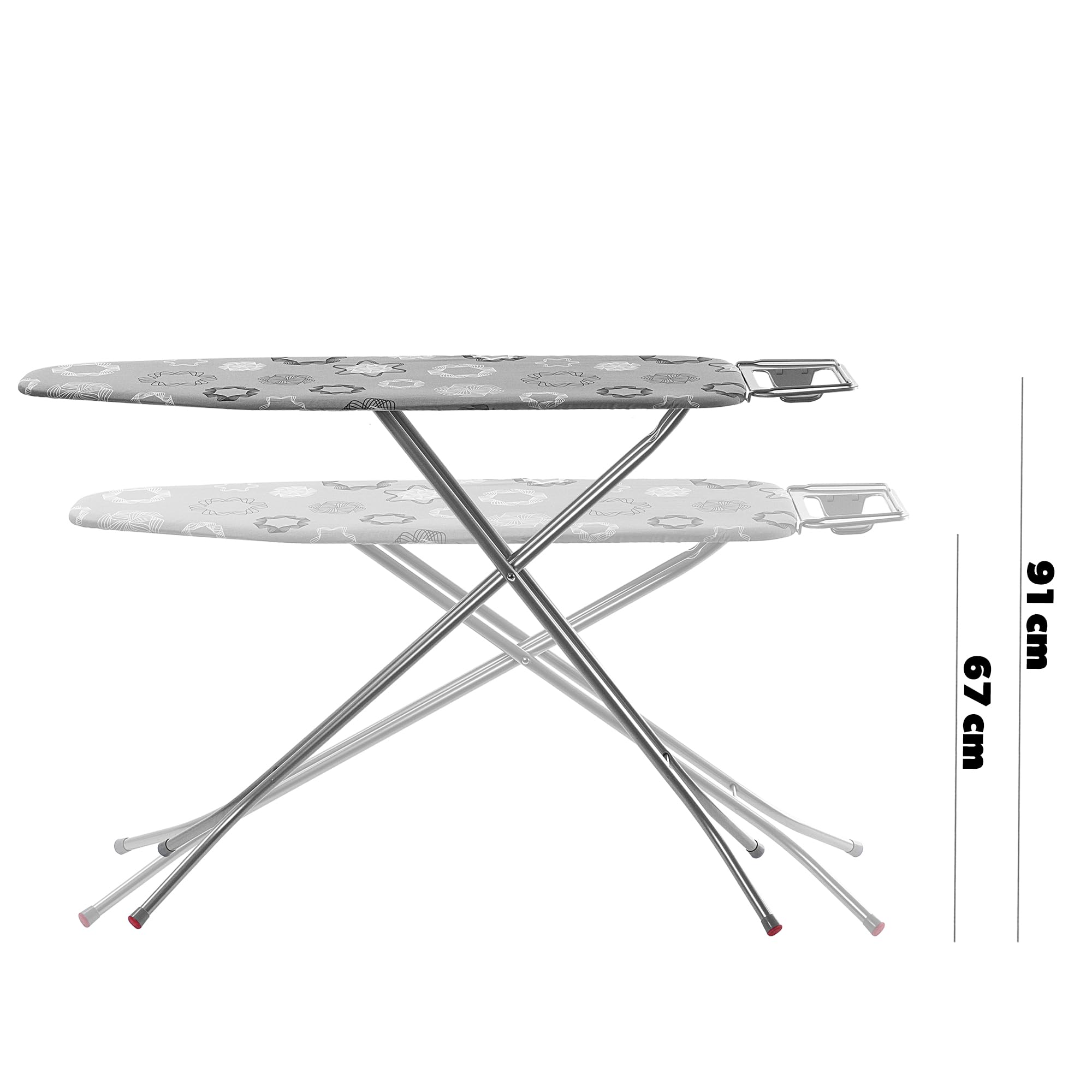 KADAX Asse da stiro pieghevole, 120 x 38 cm, con rete metallica, asse da stiro con piedini antiscivolo, asse da stiro regolabile in altezza, con ripiano da stiro (grigio)