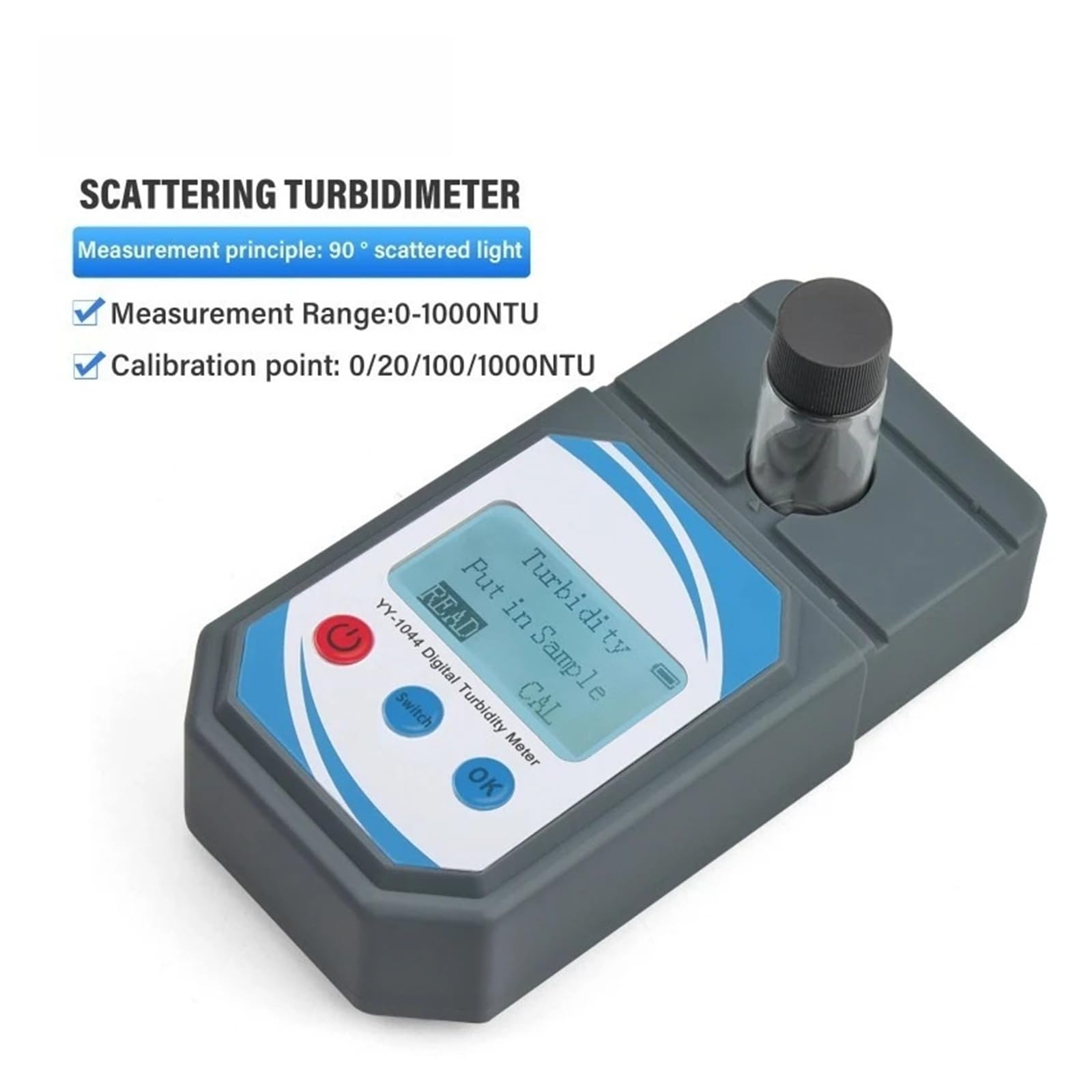 Probador de turbidez Digital con rango 0-1000NTU, medidor de calidad del agua, turbidímetro portátil for tratamiento de agua Alta sensibilidad