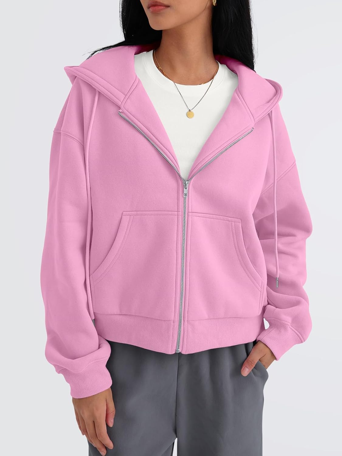 Trendy Queen Zip Up Hoodies For Women Cropped Sweatshirts Fall Fashion Outfits 2026 Y2k Fleece Teen Girls Clothes - Image 2