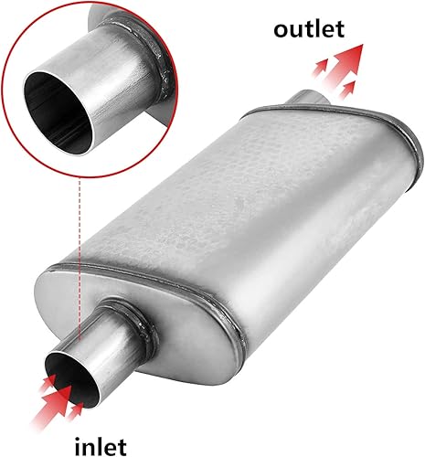 Vista 17 de Silenciador de escape universal, de rendimiento para carreras, recto, resonador con acero inoxidable para automóviles y camiones