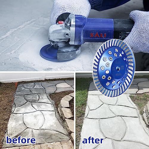 Sali 7 Inch Concrete Grinding Wheels 43 Turbo Diamond Segments 5/8-11 Arbor Diamond Grinding Wheel Fit For Paint, Epoxy, Mastic, Coating Removal #TOP4