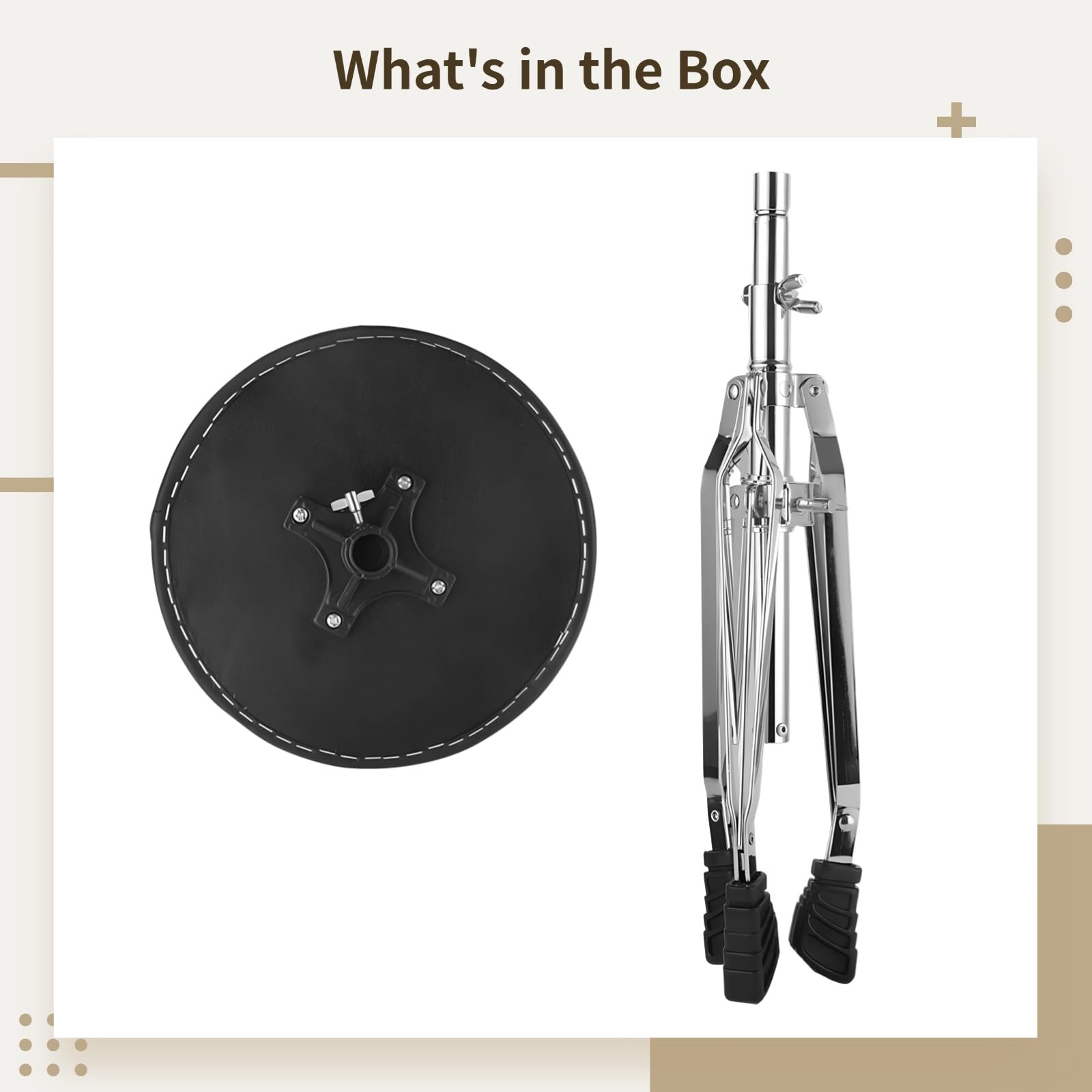 Drum Throne con altezza regolabile (42,4-55,1 cm), robusto sgabello imbottito con base in acciaio a 3 gambe, design pieghevole e piedini antiscivolo per batteristi e musicisti