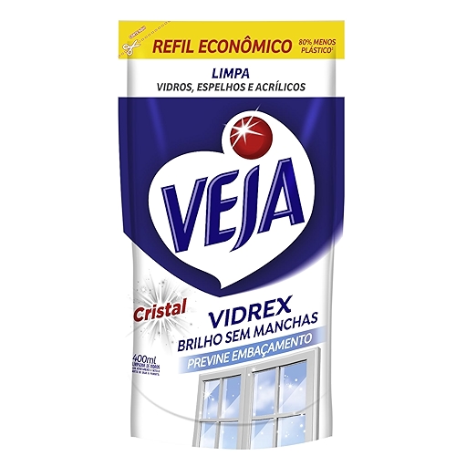 Limpa Vidros Veja Vidrex Cristal Refil 400ml Limpa Vidros Veja Vidrex Cristal Refil 400ml