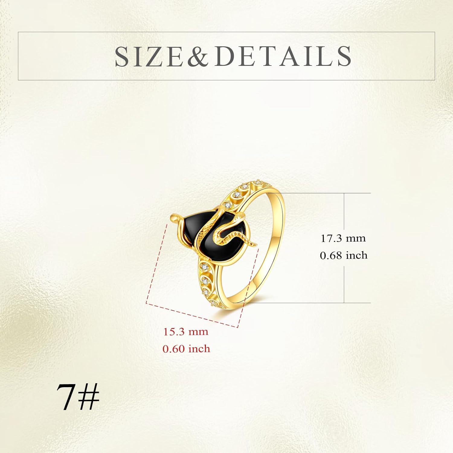 KECHO 14k Real Gold Black Onyx Ring Solid Yellow Gold Ring Jewelry Gifts for Women