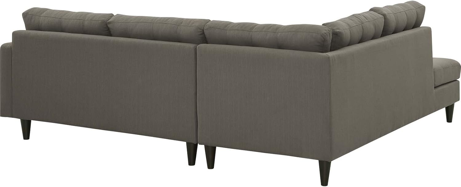Modway EEI-2798-GRA Empress Mid-Century Modern Upholstered Fabric Left-Facing Sectional Sofa in Granite