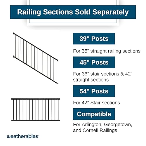Miniatura 6 de Weatherables Arlington Kit de poste de barandilla  Kit de poste de aluminio para kits de barandillas Arlington, fabricado con acabado de