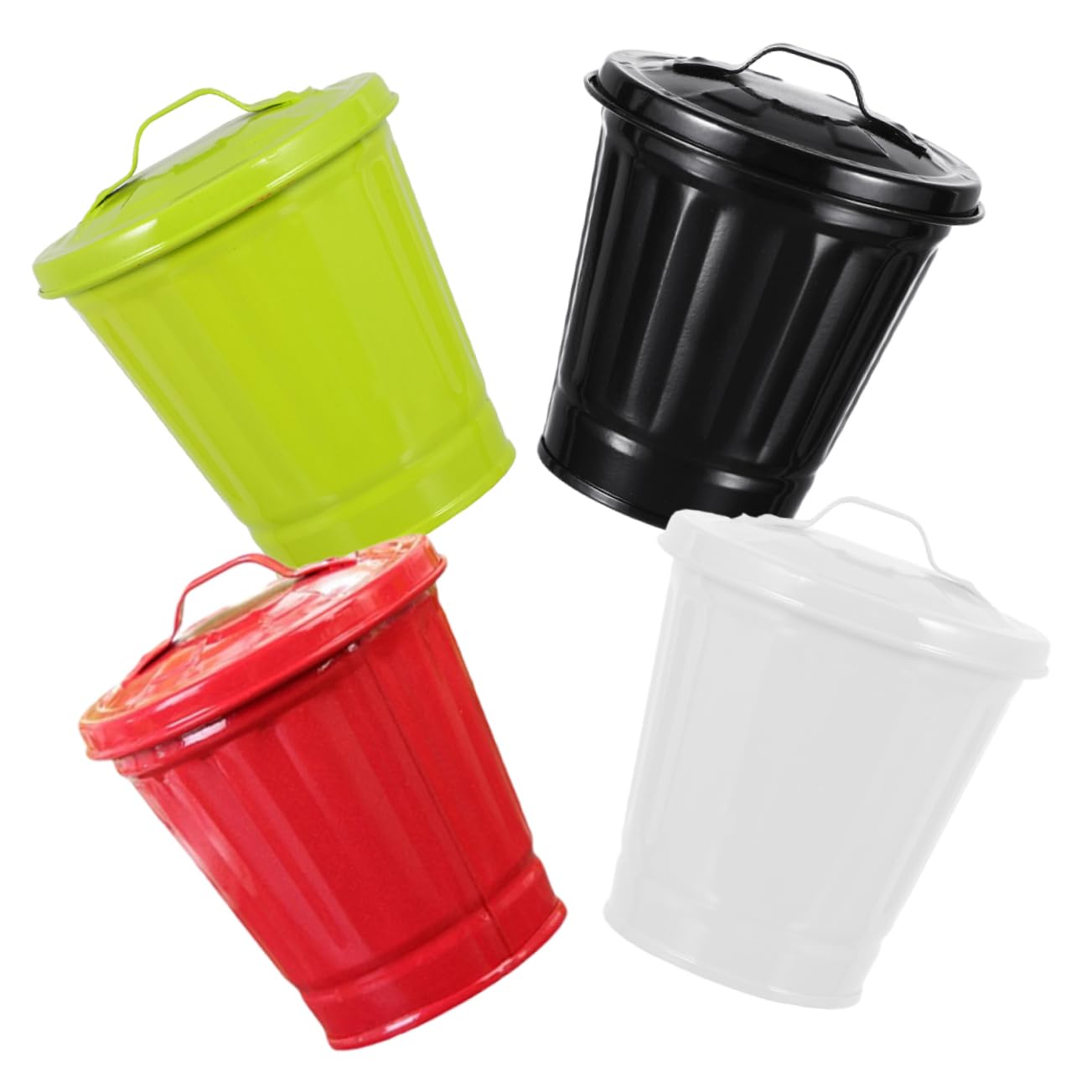 KONTONTY Decorative Trash Cans for Bedroom Small Garbage Can Lid Desk Waste Bin Home Office Decorative