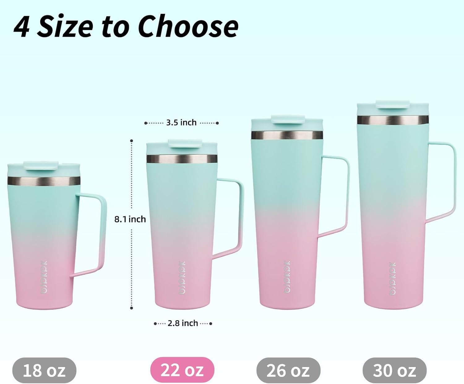 BJPKPK Insulated Tumbler with Handle, 22oz Insulated Tumblers with Lid and Straw, Stainless Steel Metal Water Bottles, Coffee Travel Mugs, Cups, Marshmallow - Image 5