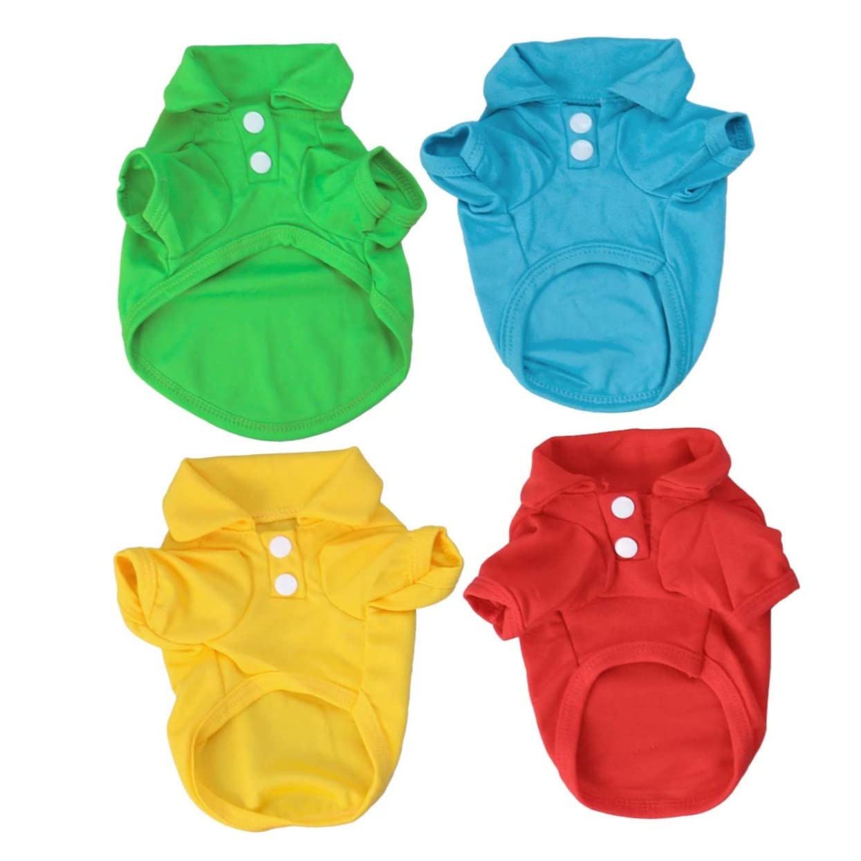 Lot de 4 shirts courts pour petits chiens vêtements unis aux coloris aléatoires HEMOTON