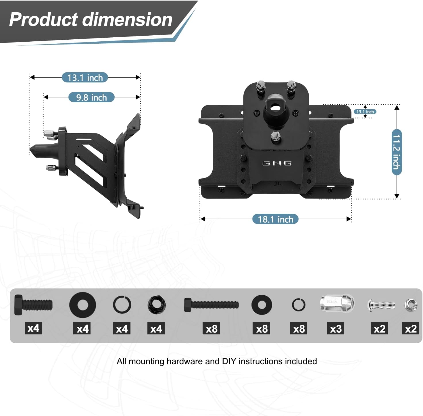 GNG Adjustable Spare Tire Lift Compatible for 2018-2025 Jeep Wrangler JL Heavy Duty Spare Tire Carrier up to 43 inches Spare Wheel Holder Rack Mount Relocation〔Black〕