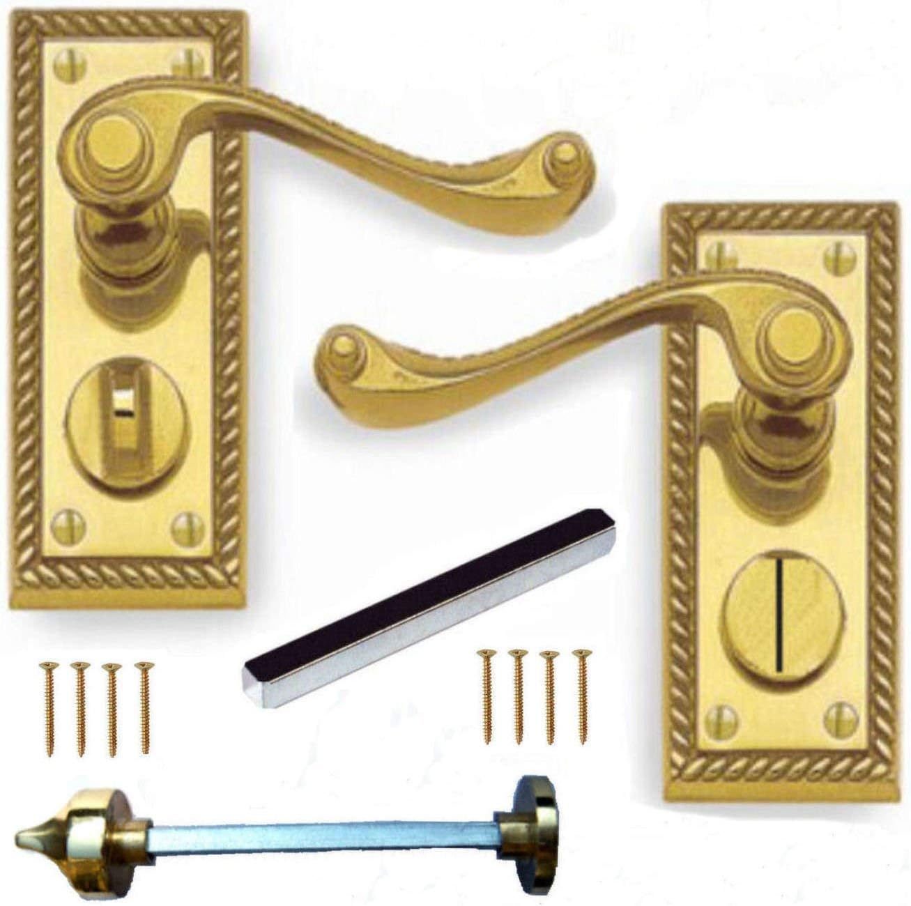 Jiyo.Outdoor Privacy Latch Door Handle Polished Brass Finish