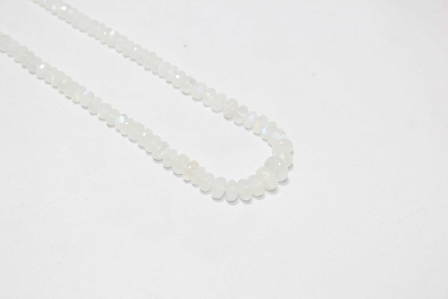 Rajasthan Gems Necklace Strand String Beaded Rainbow Moon Stone Diamond Cut Bead Women D780