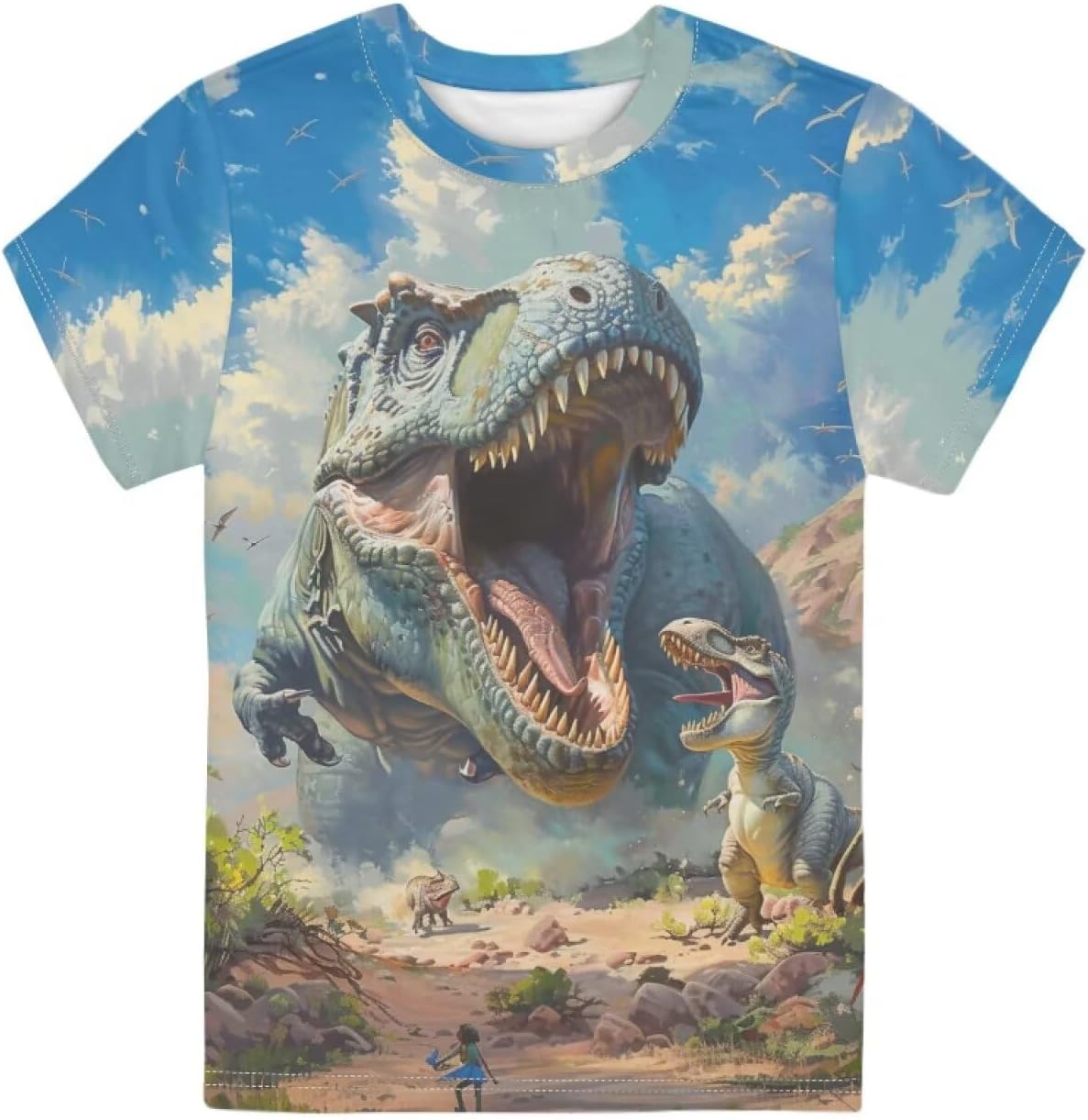 Boys Dino Tops Short Sleeve Shirt Age 9-10 Kids Novelty Graphic T-Shirt 3D Dinosaur Casual Tees Top Athletic Comfy Tee Shirts Pullover Undershirt Summer Blouses