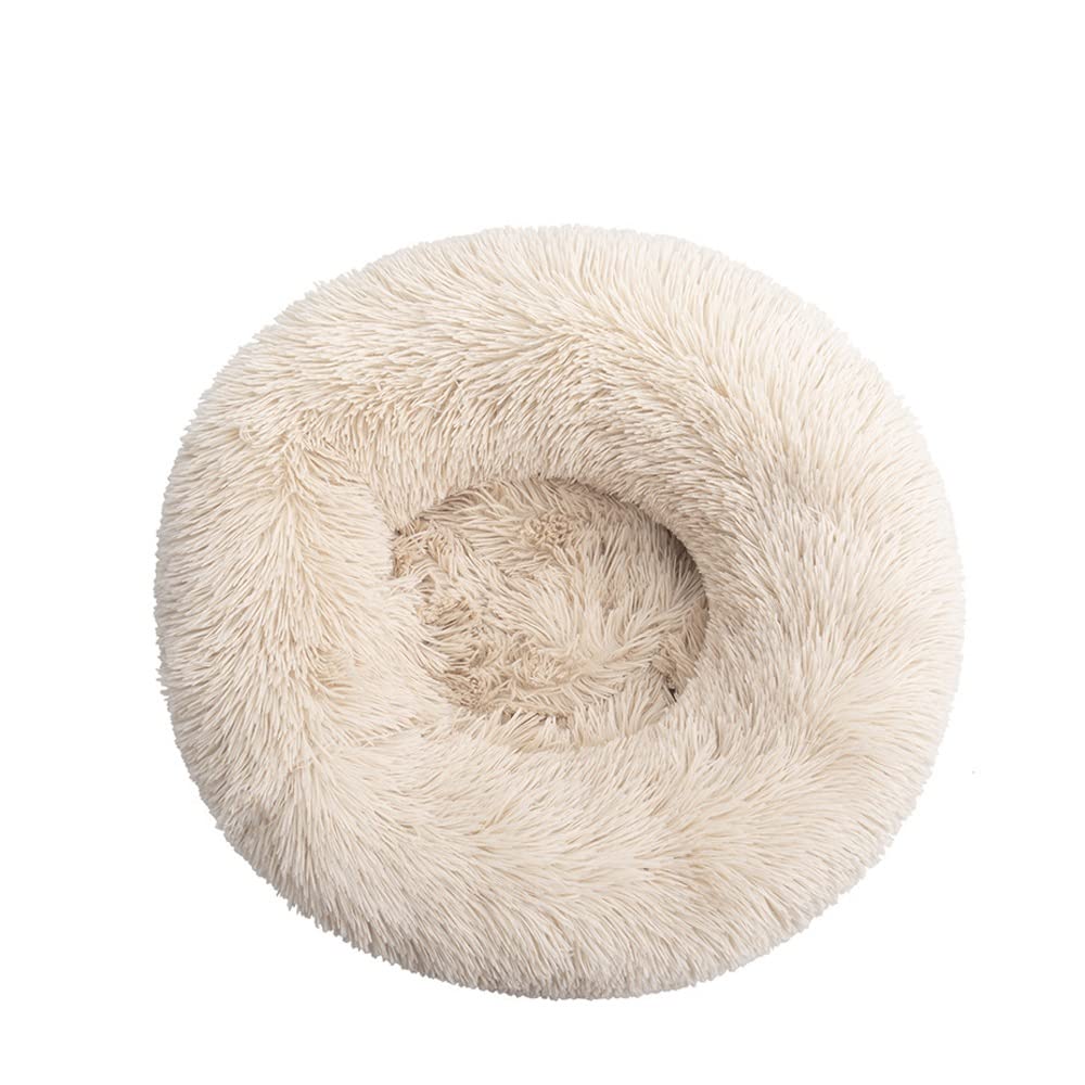 Lit apaisant pour chien et chat grand panier rond marron clair