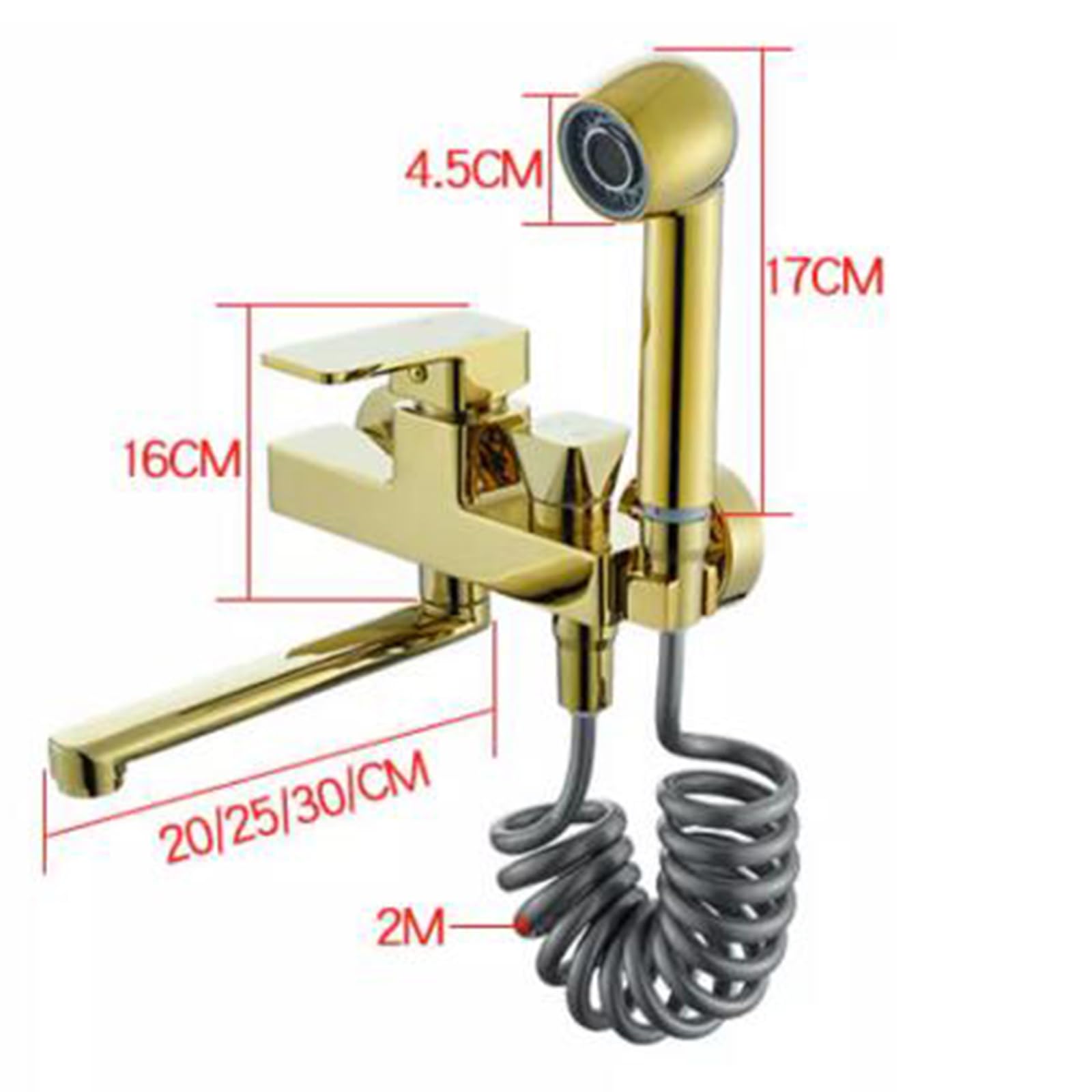 Grifo de Cocina montado en la Pared Grifo de Fregadero Dorado Grifo Giratorio de latón Pistola pulverizadora multifunción Grifo Mezclador de cocina-25 cm